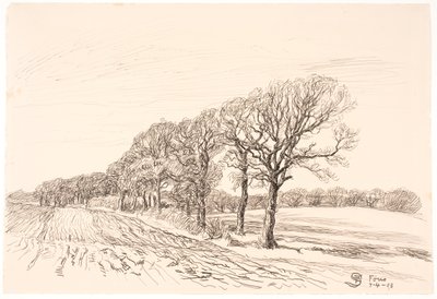Meşe ağaçları ile manzara. Kurutma makinesi by Fritz Syberg