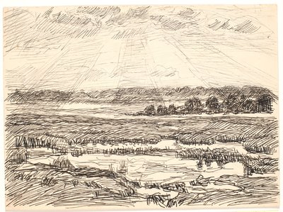 Düşük güneş ile yosunlu manzara by Fritz Syberg