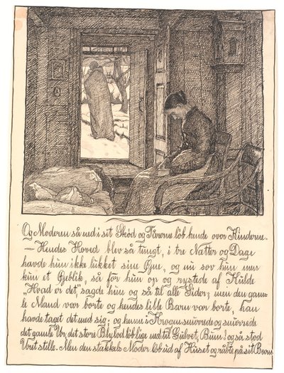Ve anne kucağına baktı ve gözyaşları yanaklarından aşağı süzüldü ... by Fritz Syberg