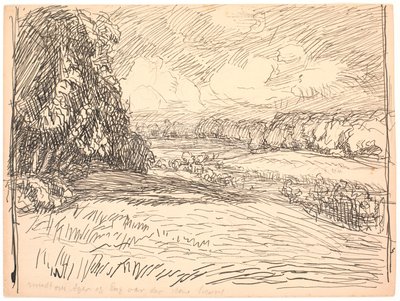 Tarlaların ve çayırların çevresinde büyük ormanlar vardı. by Fritz Syberg