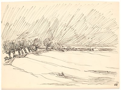 Kavaklarla dolu kış manzarası by Fritz Syberg