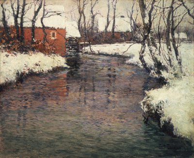 Bir Kış Nehir Manzarası (tuval üzerine yağlı boya) by Fritz Thaulow