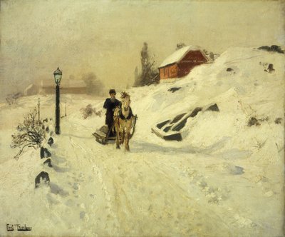 Bir kış manzarasında atlı kızak by Frits Thaulow