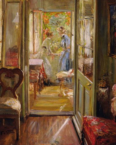 Verandada Sanatçının Kızları by Fritz von Uhde
