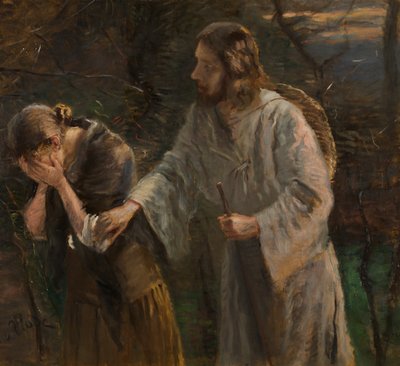 kadın, neden ağlıyorsun? by Fritz von Uhde