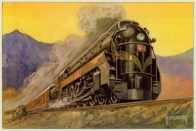 Kanada Ulusal Demiryolu, Ekspres Aerodinamik Lokomotif No 6400, 4-8-4 (renkli lito) by G.P. Micklewright