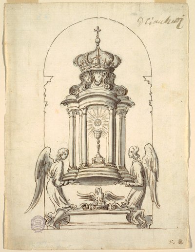Çizim, Bronzdan Yapılacak Bir Tabernacle Kapısı Tasarımı, yaklaşık 1725 by G B C
