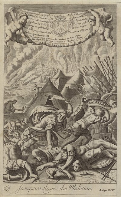 Şimşon Filistlileri öldürüyor (gravür) by G Freman