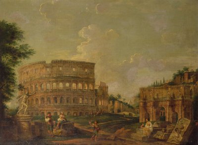 Konstantin Kemeri ile Kolezyum, c.1730 (tuval üzerine yağlı boya) by G. P. (attr. to) Pannini or Panini