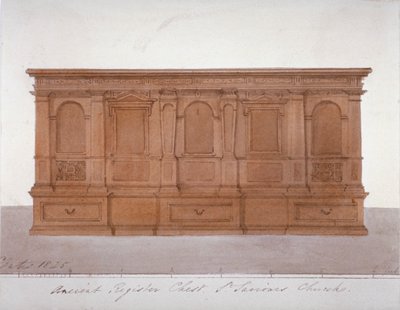 Southwark Katedrali'nden antik kayıt sandığı, Londra, 1825 by G Yates