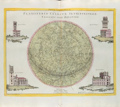Ekvatorda kesilmiş Kuzey Göksel Planisferin Kozmografik Tablosu, G. Zuliani tarafından 1777