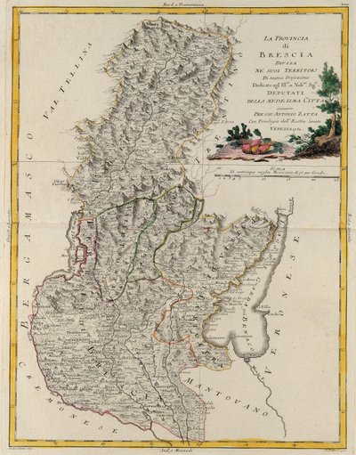 Veneto Eyaleti'nin arazi alanı: Brescia, G. Zuliani'nin 1783'te Antonio Zatta tarafından Venedik'te yayınlanan "En Yeni Atlas"ın 2. Kitabından alınan gravürü, Özel Koleksiyon by G. Zuliani
