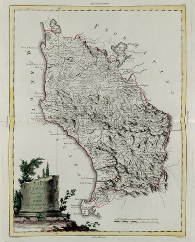 Pisa Bölgesi, G. Zuliani'nin Venedik'te Antonio Zatta tarafından 1783'te yayınlanan "En Yeni Atlas"ın II. Ciltinden alınan gravür, Özel Koleksiyon by G. Zuliani