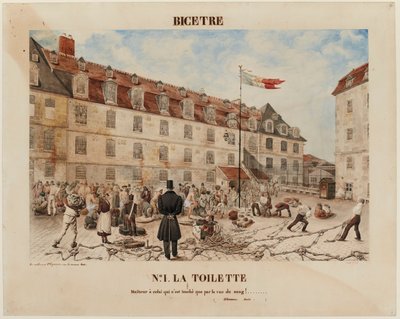Fransızca: BICÊTRE. Nº1. TUVALET / Yalnızca kan görünce dokunanın vay haline! ........ / ( JJ Rousseau. Émile. ). by Gabriel Cloquemin