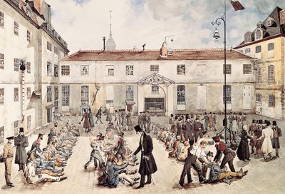 ""Bicetre Hapishanesinin Mahkûmları Avluya Zincirlenmiş"" Gabriel Cloquemin Suluboya (18. Yüzyıl Başlangıcı 19. Yüzyıl) Paris Musée Carnavalet by Gabriel Cloquemin
