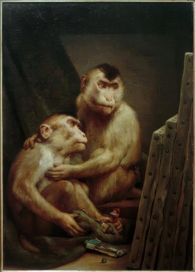 Maymunlar resimlere bakar by Gabriel Cornelius Ritter von Max