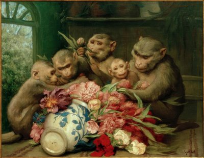 Botanikçi (çiçek vazolu maymun) by Gabriel Cornelius Ritter von Max