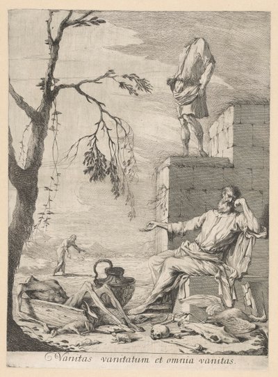 Vanitas sembolizmi ile çevrili kederli filozof by Gabriel Ehinger