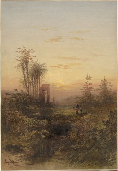 Doğu Manzarasında Gün Batımı by Gabriel Hippolyte Lebas