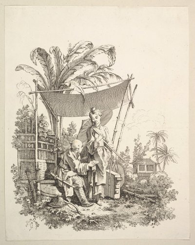 Askere Merak Gösteren Kadın, ca. 1742. by Gabriel Huquier