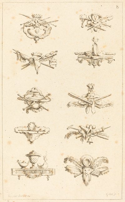 Kuyruk Parçaları için Tasarımlar: pl. 8 by Gabriel Huquier after Claude Gillot