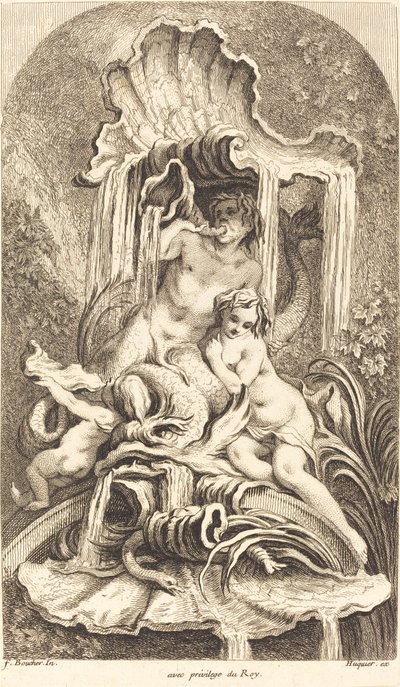 Triton ve Perisi by Gabriel Huquier after François Boucher