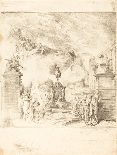 Louis Heykelinin Dikilmesine İlişkin Alegori (Bir Heykelin Kurulmasına İlişkin Alegori) by Gabriel Jacques de Saint Aubin