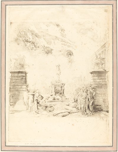 Louis Heykelinin Dikilmesine İlişkin Alegori (Bir Heykelin Kurulmasına İlişkin Alegori) by Gabriel Jacques de Saint Aubin