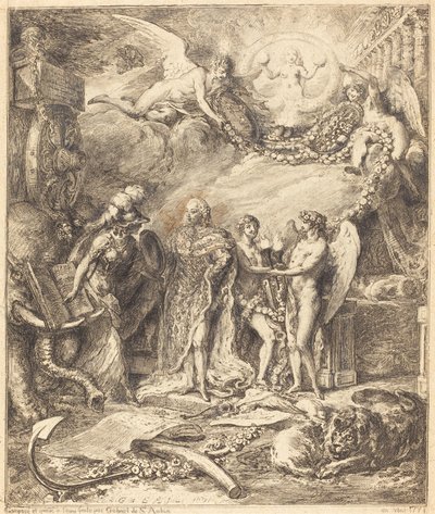Provence Kontunun evliliği üzerine alegori by Gabriel Jacques de Saint Aubin