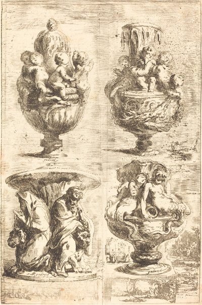 dört vazo by Gabriel Jacques de Saint Aubin