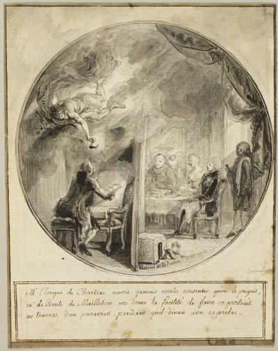 Gabriel de Saint-Aubin Chartres Piskoposu Portresini Yürütüyor by Gabriel Jacques de Saint Aubin