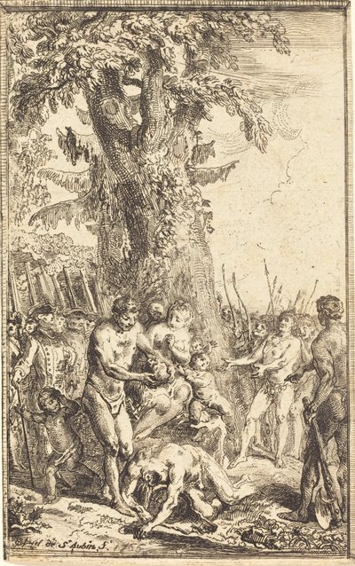 Oğlu İçin Kendini Feda Eden Bir Babanın Kahramanca Hareketi by Gabriel Jacques de Saint Aubin