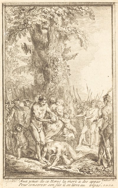 Oğlu İçin Kendini Feda Eden Bir Babanın Kahramanca Hareketi by Gabriel Jacques de Saint Aubin