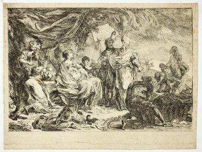 Laban Ev Tanrılarını Arıyor by Gabriel Jacques de Saint Aubin