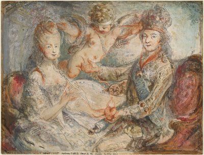 Louis XVI ve Marie-Antoinette Aşkla Taçlandırıldı by Gabriel Jacques de Saint Aubin