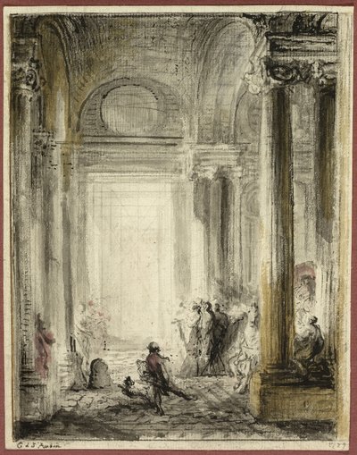 Louvre'daki Mimarlık Akademisi'nin Girişi by Gabriel Jacques de Saint Aubin