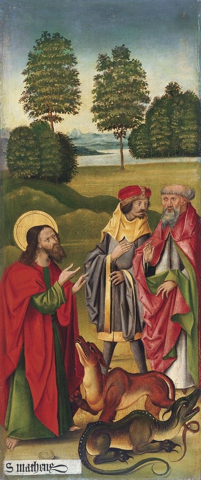 Ejderhaları evcilleştiren Aziz Matta Mucizesi, 1478 by Gabriel Mälesskircher
