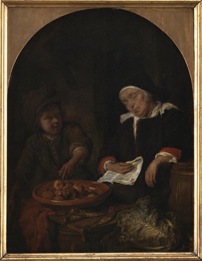Meyve ve Ringa Satan Bir Kadın by Gabriel Metsu