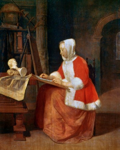 Oturan Kadın Çizimi, c1649-1667 by Gabriel Metsu