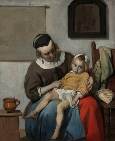Hasta çocuk. 1664-66 civarında by Gabriel Metsu