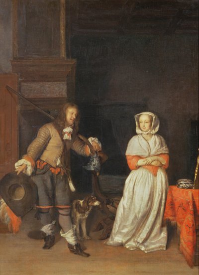 Avcı ve Hanım, 1660-65 by Gabriel Metsu