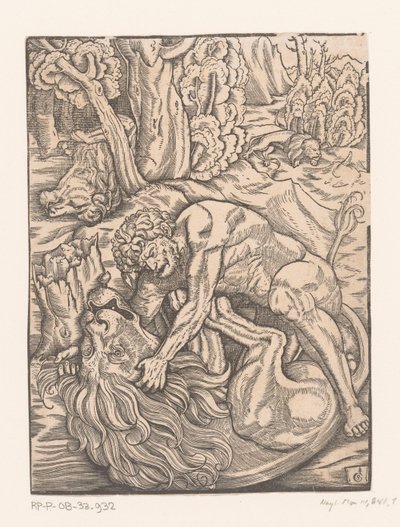 Herkül Nemean aslanı Herkül'ün İşçileri ile savaşıyor (dizi başlığı) by Gabriel Salmon
