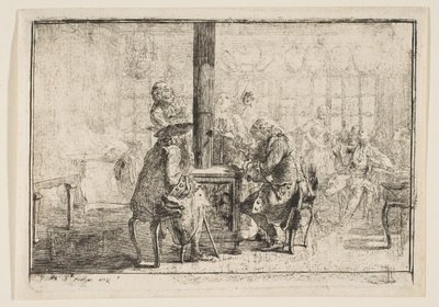 Les Nouvellistes, 1752. by Gabriel de Saint Aubin
