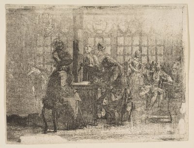 Les Nouvellistes, 1752. by Gabriel de Saint Aubin