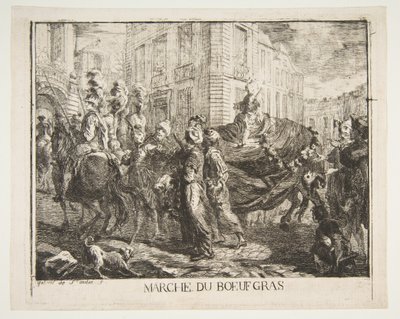 Yağlı sığır eti pazarı, 1750. by Gabriel de Saint Aubin
