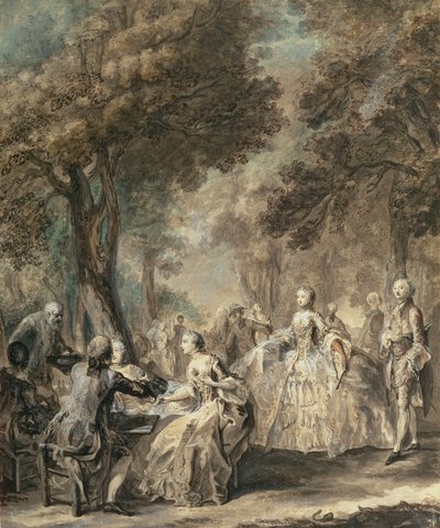 Yürüyüşe çıkan Parisliler, 1760-1 (kalem ve mürekkep, yıkama, wc ve guaj boya) by Gabriel de Saint Aubin