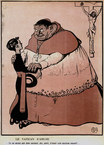 Fransız siyasi mizah günlüğü “L'plate au beurre”” özel Vatikan karikatüründe (n°242, 18 Kasım) by Gabriele (1865 1937) Galantara