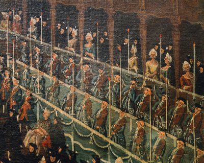 Müzisyenler, Doge tarafından kuzey, Venedik prensleri onuruna sunulan San Benito Tiyatrosu