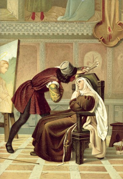 Filippo Lippi ve rahibe Buti (chromolitho) by Gabriele Castagnola