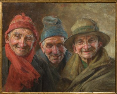 Üç Arkadaş 1917 (tuval üzerine yağlı boya) by Gaetano Bellei
